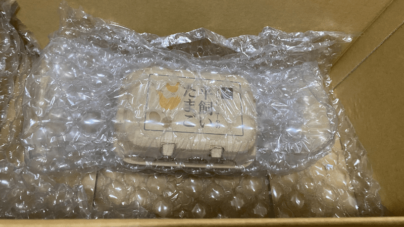 らでぃっしゅぼーやのお試しセットに入っている卵の梱包状態