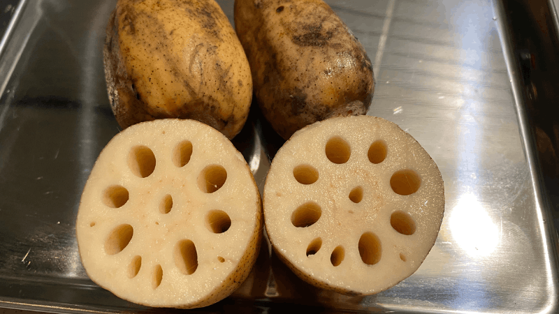 坂ノ途中のレンコンを切った断面の状態