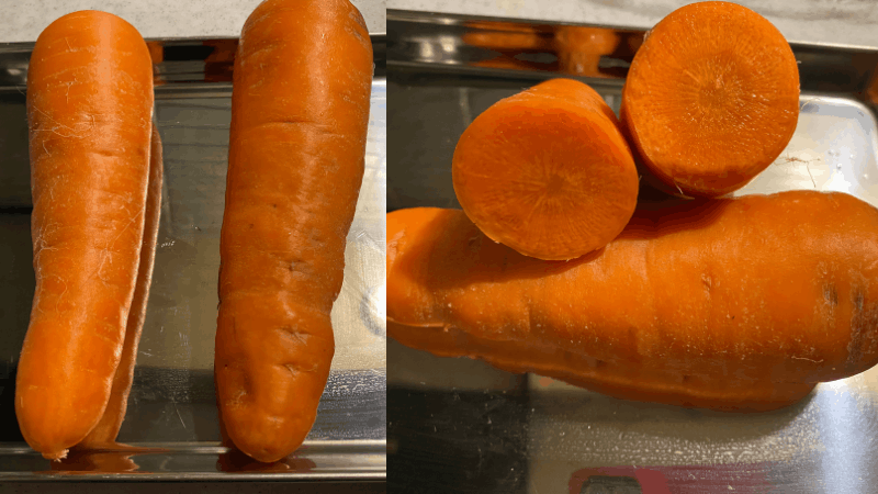 ビオマルシェから届いたにんじんの表面と切った断面