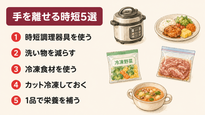 ワンオペでご飯が作れないときの時短5選。電気圧力鍋や冷凍食材など5つのアイコン